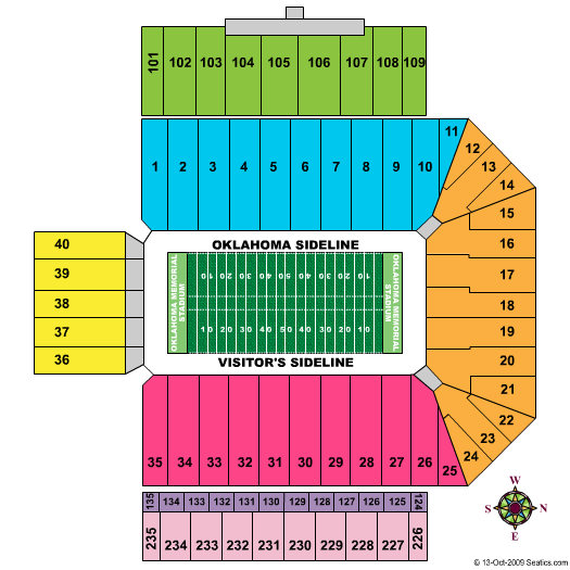 Oklahoma Memorial Stadium Seating Chart